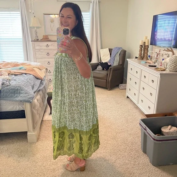 Green Patterned Maxi Dress - Picture 3 of 6